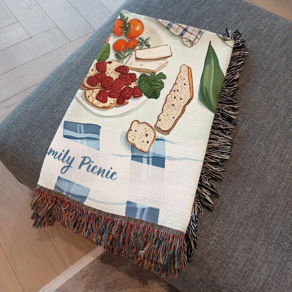 Custom Picnic Blanket, Personalized Beach Blanket, Large Woven Blanket, Family Picnics, Cottagecore Summer Blanket, Mother's Day, Beach Trip