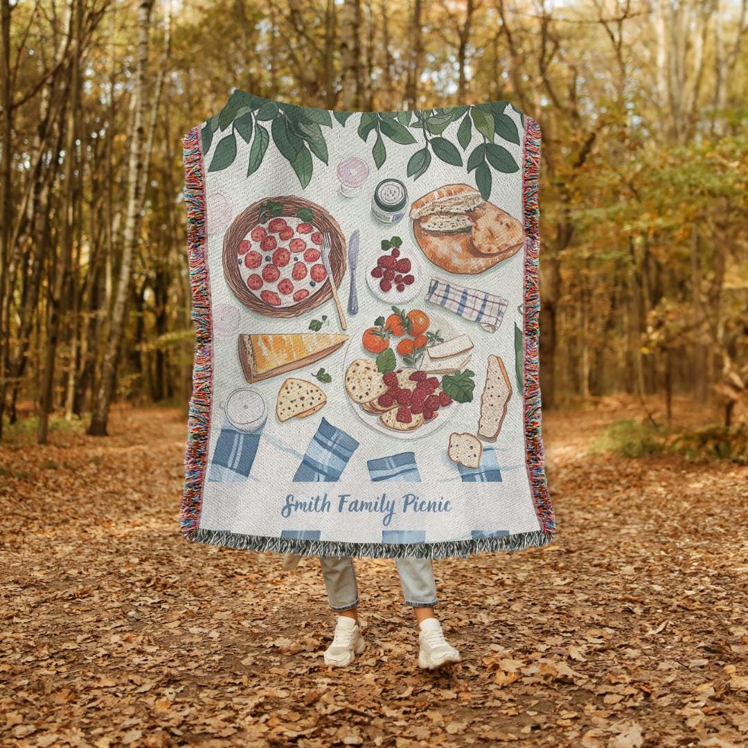 Custom Picnic Blanket, Personalized Beach Blanket, Large Woven Blanket, Family Picnics, Cottagecore Summer Blanket, Mother's Day, Beach Trip