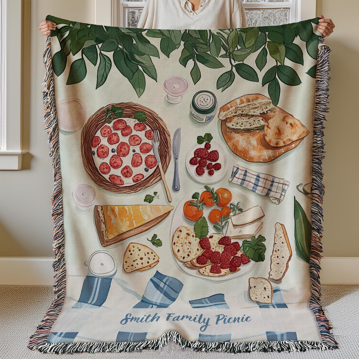 Custom Picnic Blanket, Personalized Beach Blanket, Large Woven Blanket, Family Picnics, Cottagecore Summer Blanket, Mother's Day, Beach Trip