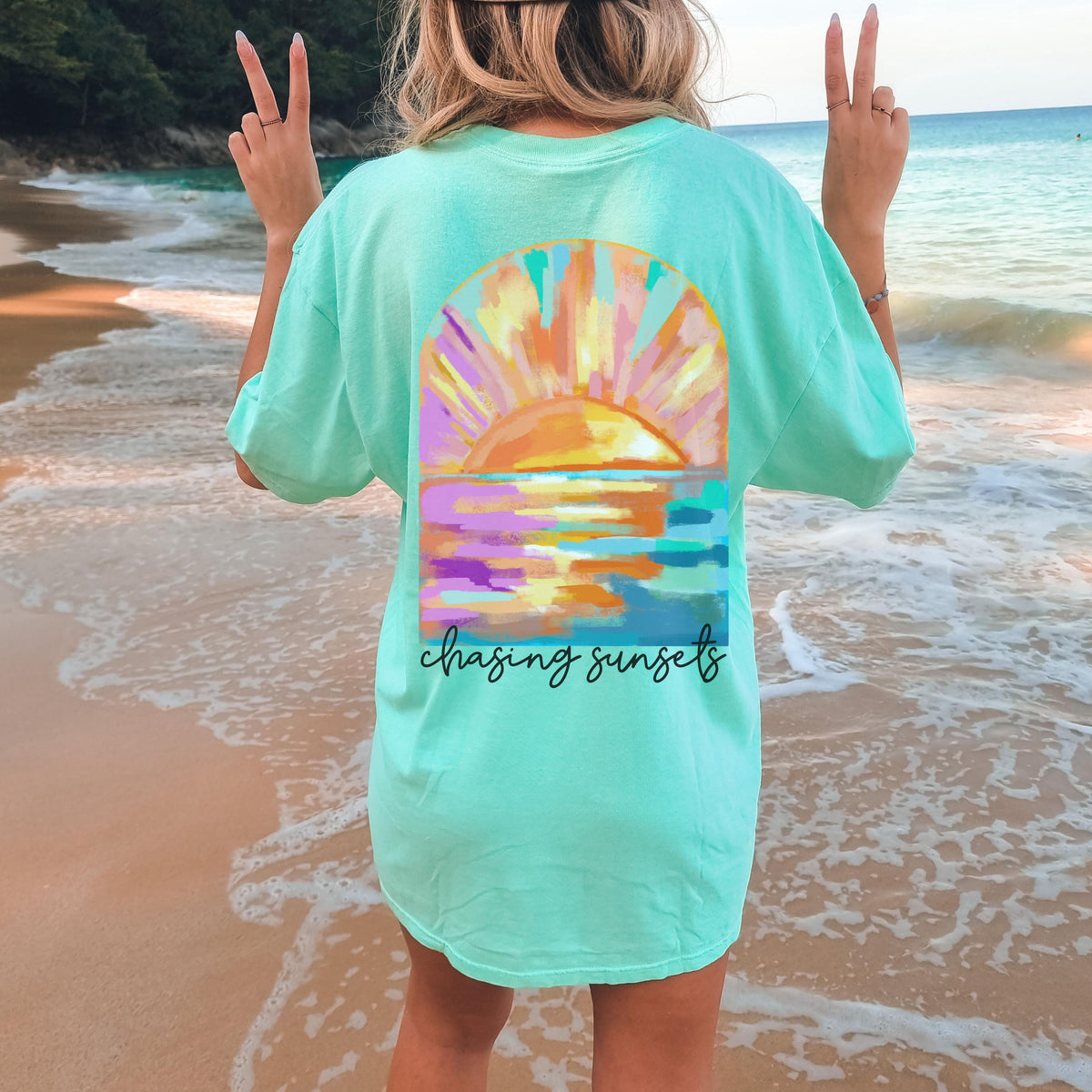 Coconut Girl Sunset Oversized t-shirt Comfort Colors summer vacation beach shirt Salty Mermaidcore tee for surfer Summer vibes surf tee