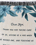 Letter Gift Blanket: Present for Mom or Wife, Woven Throw for Grandma, Valentines, Grandparent, Wedding, Anniversary, Blue Floral Neutral
