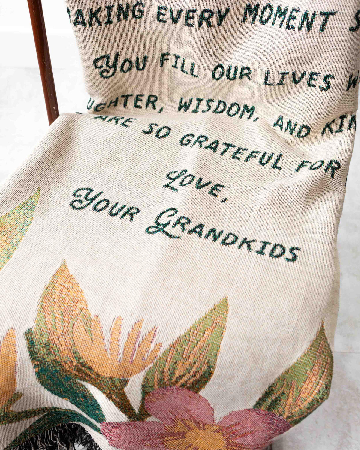 Letter Blanket: Gift for Mom Grandma Wife Nana, Valentines Anniversary Wedding Present, Grandparent Woven Throw, Heirloom Thoughtful Unique
