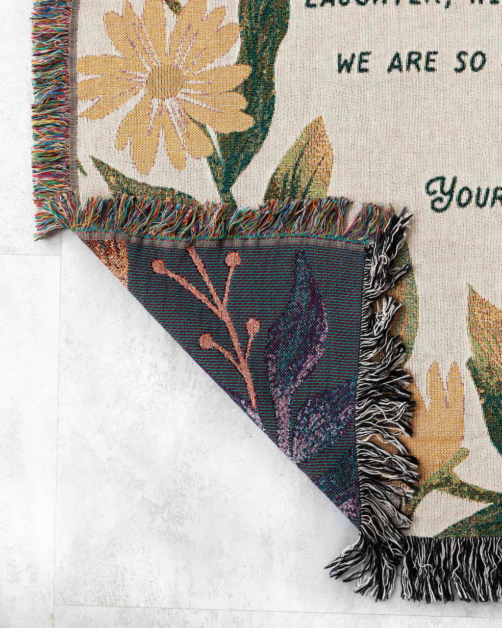 Letter Blanket: Gift for Mom Grandma Wife Nana, Valentines Anniversary Wedding Present, Grandparent Woven Throw, Heirloom Thoughtful Unique