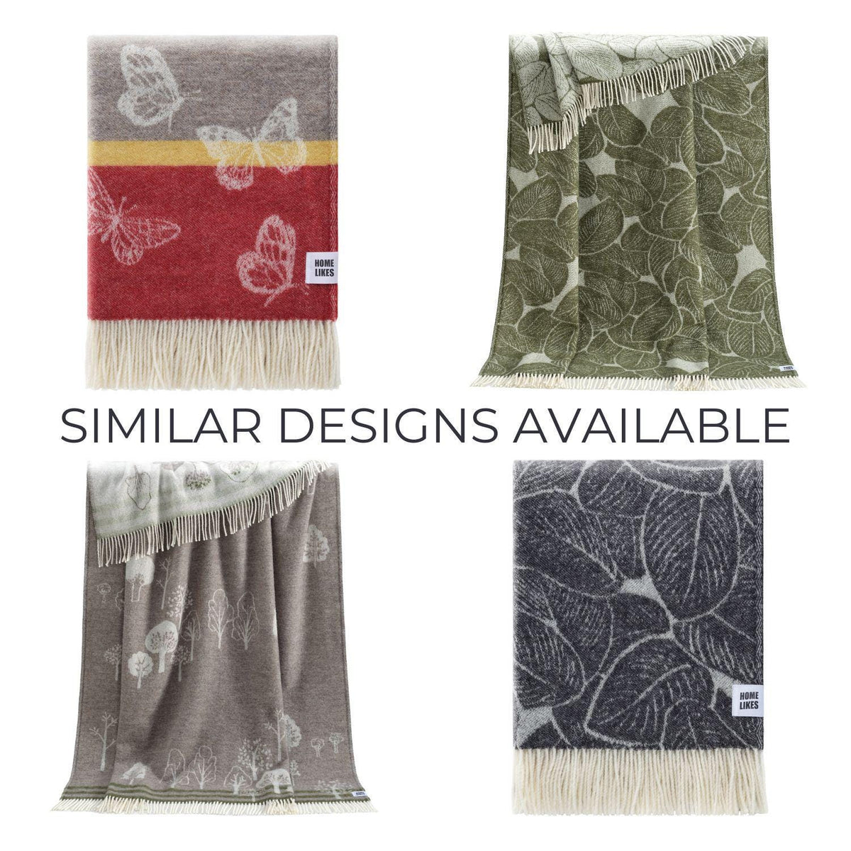 Roses Wool Throw | Moss Green Floral Woven Blanket | Recycled Merino Wool