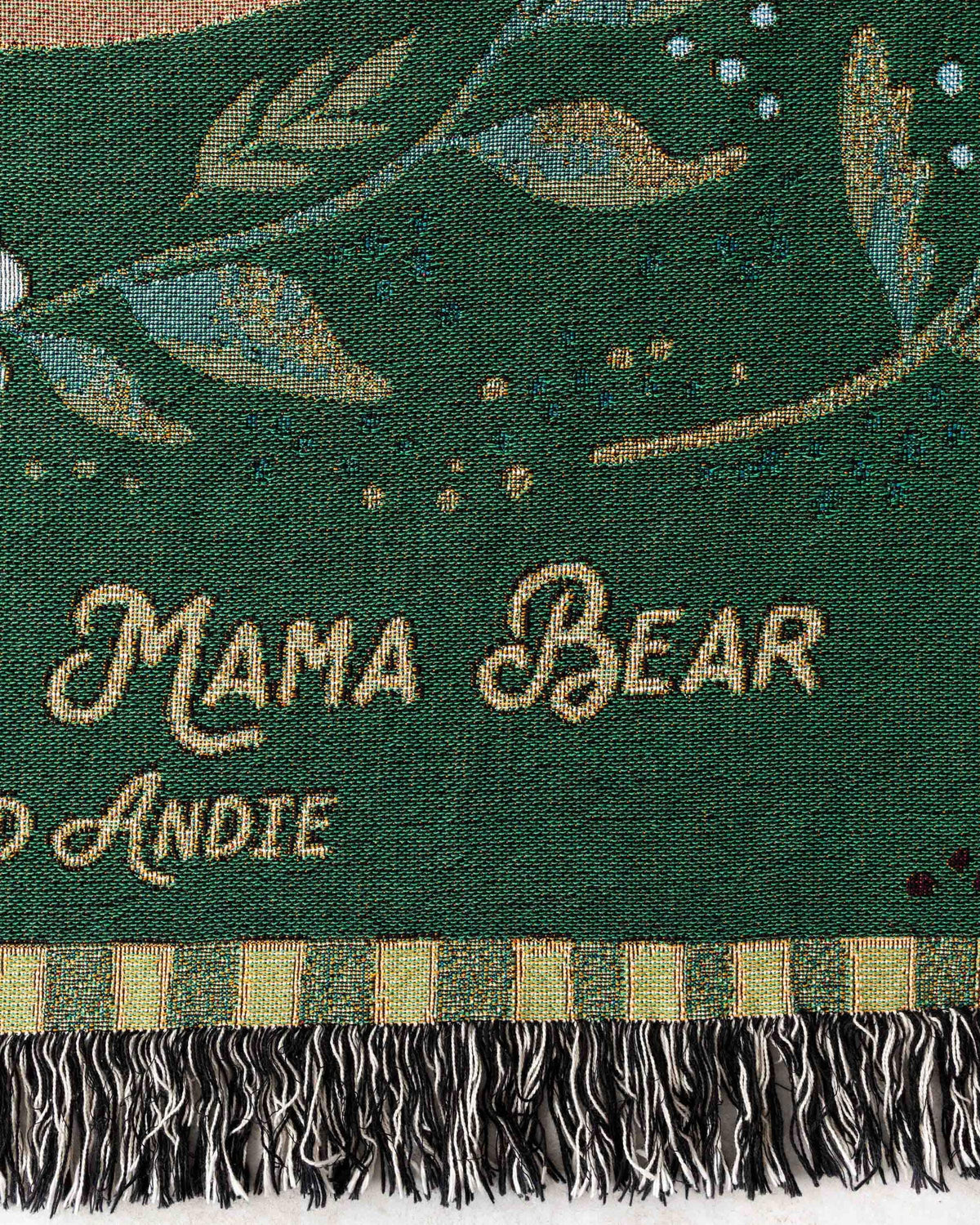 Mama Bear Gift Blanket: Mothers Day Present from Kids, Woven Throw for Mom, Unique Personalized Customized