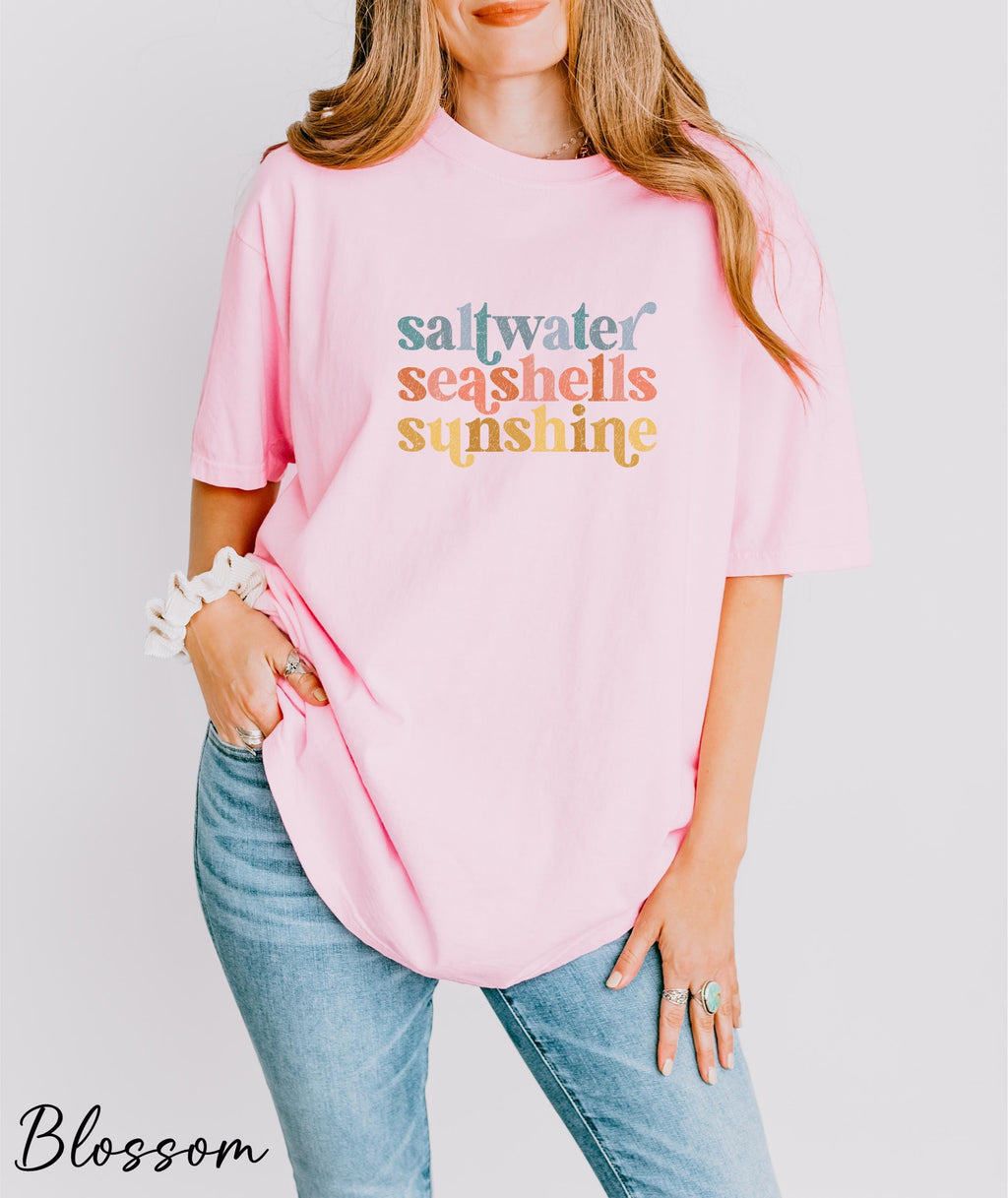 Comfort Colors® Saltwater Seashells Sunshine Shirt, Beach Vibes Shirt, Summer Shirt, Vacation Mode Shirt, Holiday Shirt,  Summer Vibes Shirt