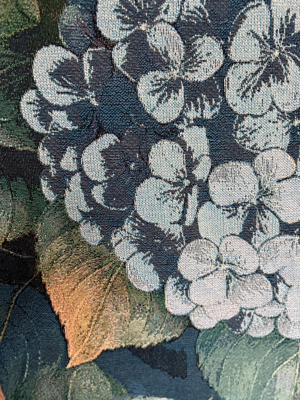 Blue Hydrangea Floral Throw Blanket, Cotton Country Cottage Woven Tapestry Decor Botanical, Grandmother Mother's Day Gift Blanket Gardener