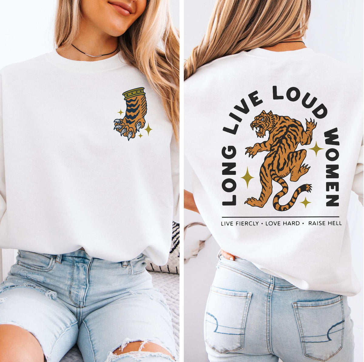 Long Live Loud Women Tee, Feminist Girl Power Shirt, Tiger Trendy Aesthetic Comfort Colors® Tee, Vintage Inspired Boho Empowerment T-Shirt