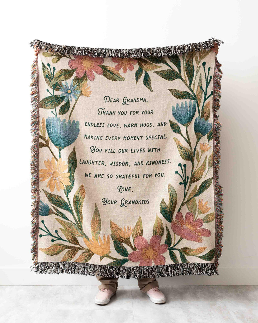 Letter Blanket: Gift for Mom Grandma Wife Nana, Valentines Anniversary Wedding Present, Grandparent Woven Throw, Heirloom Thoughtful Unique