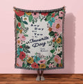 Personalized Floral Throw Blanket Birthday Gift for Wife Mom Grandmother, Cotton 2nd Anniversary Sentimental Gift Decor Wall Art Tapestry