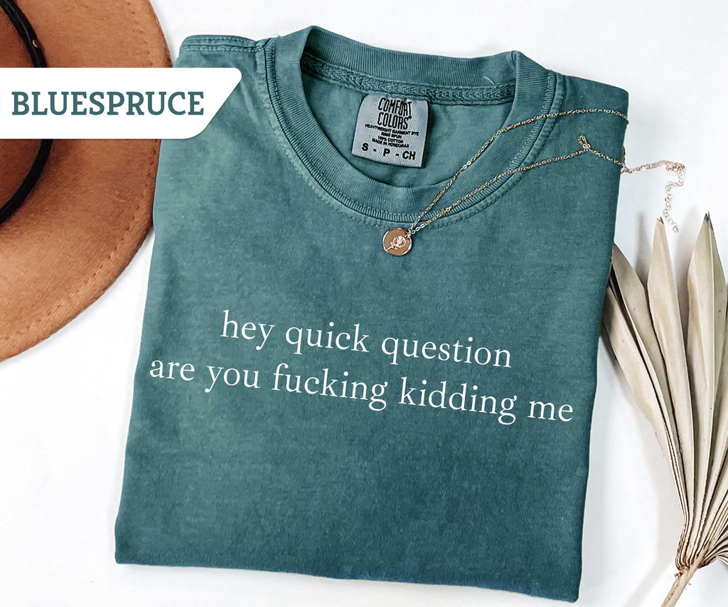 Comfort Colors® Hey Quick Question Are You Kidding Me Shirt, Funny Humor Shirt, Funny Girls Shirt, Sarcasm Shirt, Trendy Shirt for Women