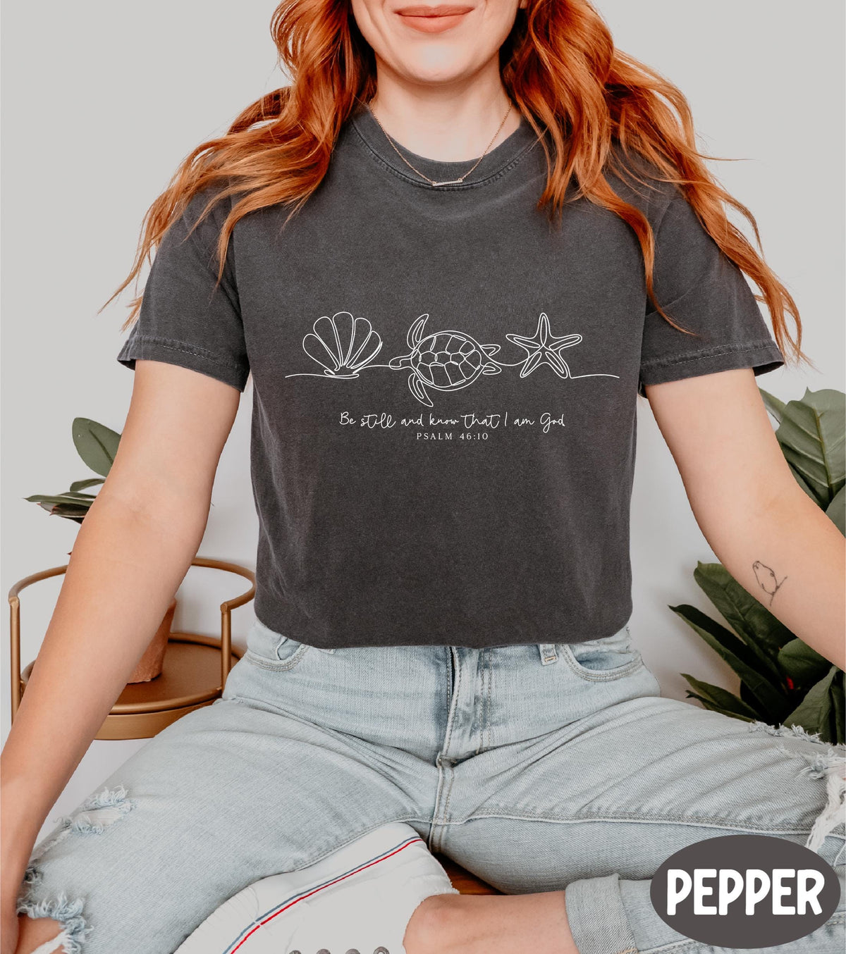 Comfort Colors® Be Still And Know That I Am God Shirt, Bible Verse Shirt, Christian Shirt, Seashell Shirt, Sea Turtle Shirt, Starfish Shirt
