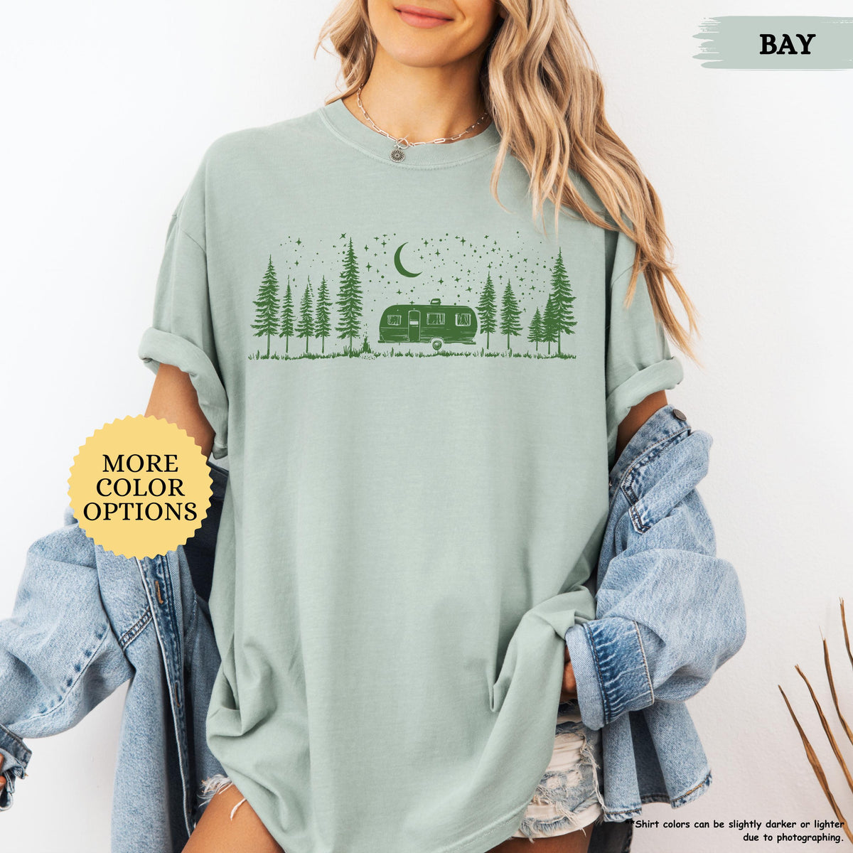 Comfort Colors Camping Shirt, Minimalist Camper Tee, Retro Style Tent and Forest Shirt, Nature Lover Gift, Camp Life T-Shirt for Women