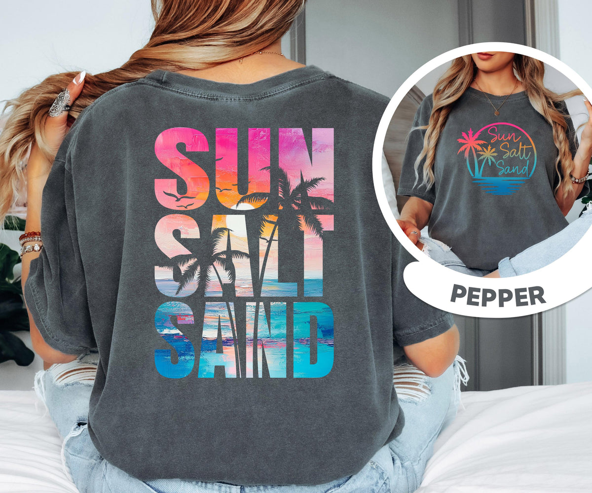 Comfort Colors® Sun Sand Salt Beach T-Shirt, Summer shirt, Trendy Beach Tee for Women, Summer Vacation Shirts,Womens Beach Shirt,Summer Tee