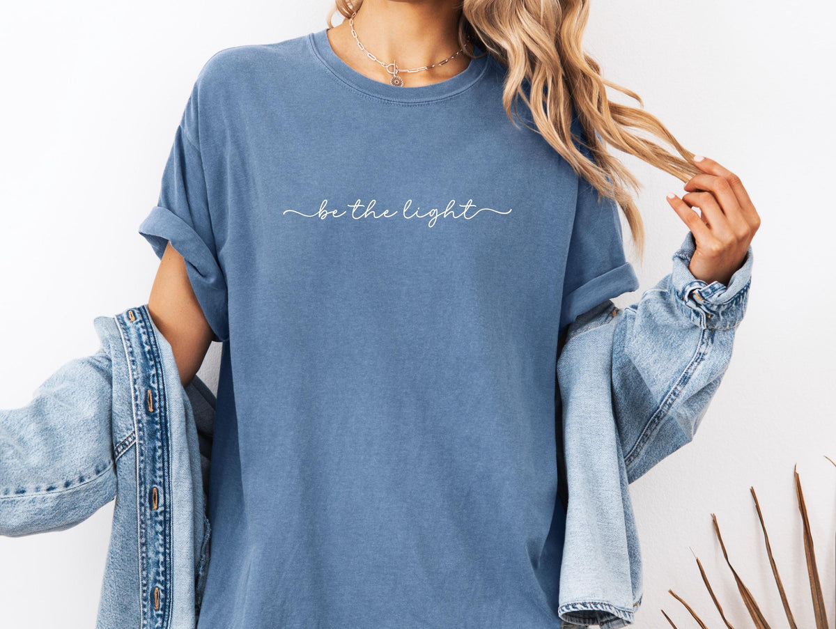 Be The Light Comfort Colors® T-shirt, Christian Bible Verse Graphic Tee, Minimalist Religious Apparel, Woman's Bible Study, Church Shirt