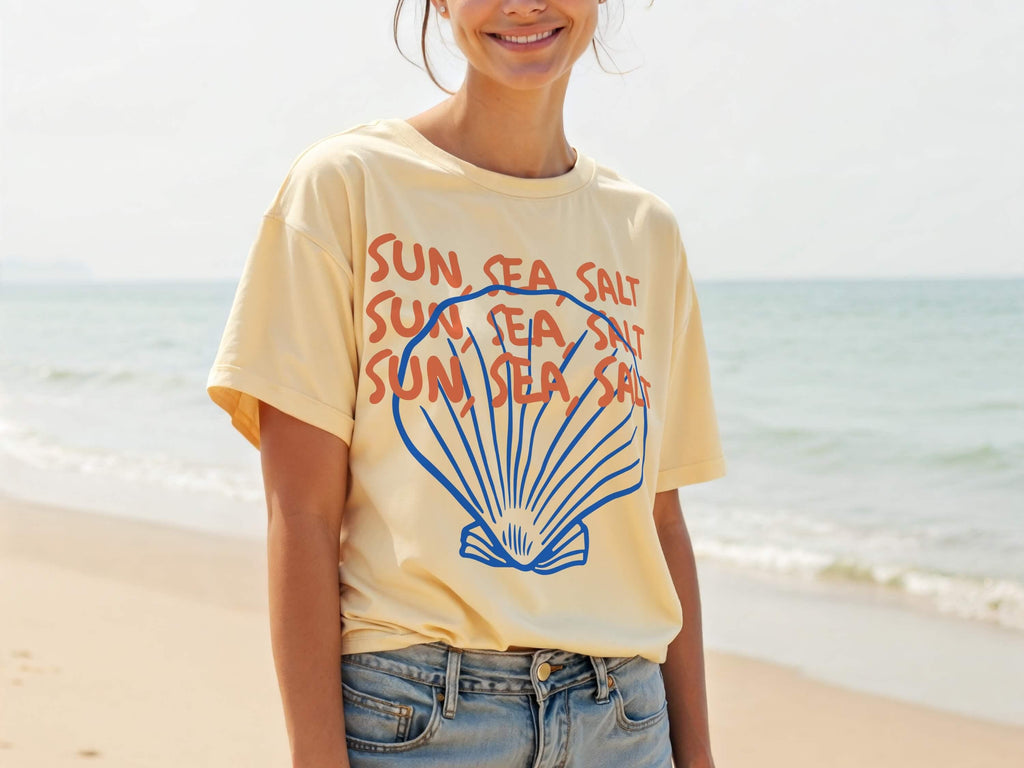 Retro Seashell Graphic Tee: Comfort Colors Coastal Summer Shirt