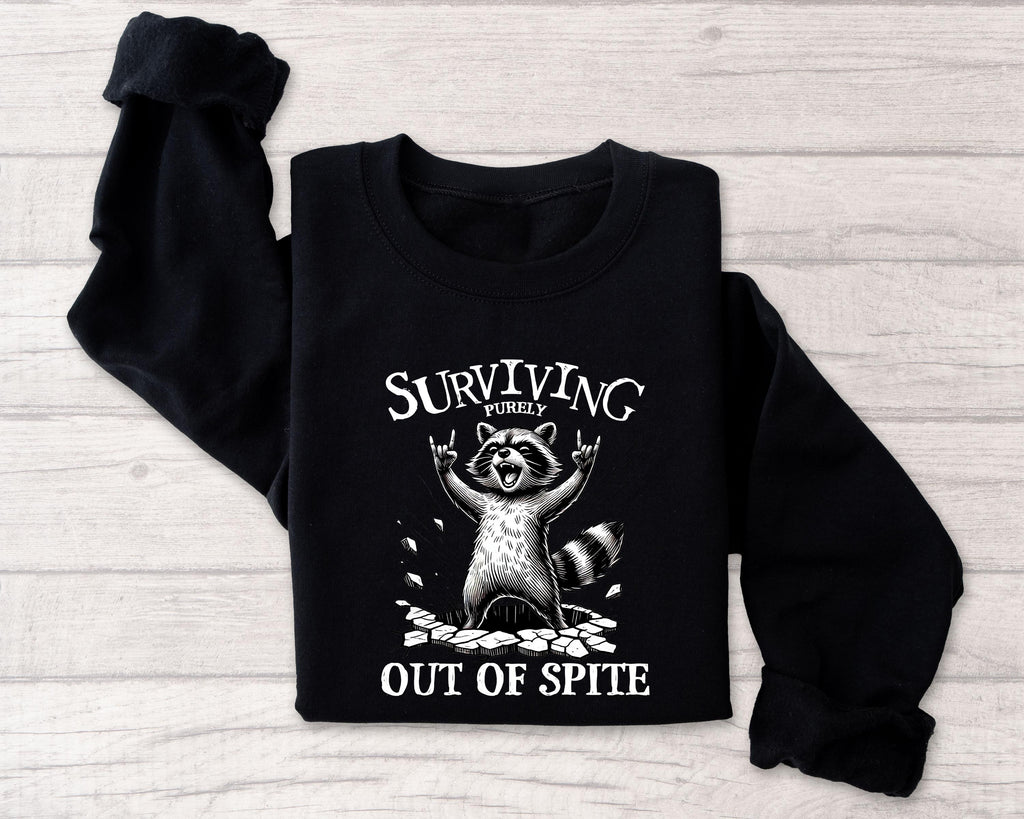 Surviving Purely Out Of Spite Raccoon Shirt, Raccoon Shirt, Raccoon Lover Gift Tee, Sarcastic Raccoon Shirt, Funny Raccoon Rocker Shirt