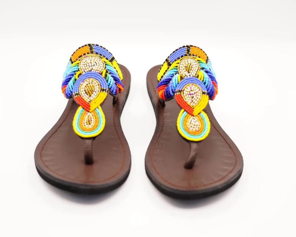 Beaded leather sandals
