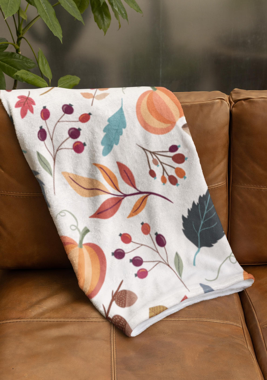 Autumn Throw Blanket | Harvest Blanket | Cozy Fall Throw | Pumpkins & Leaves | Halloween Throw Blanket | Halloween Gift | Fall Gift
