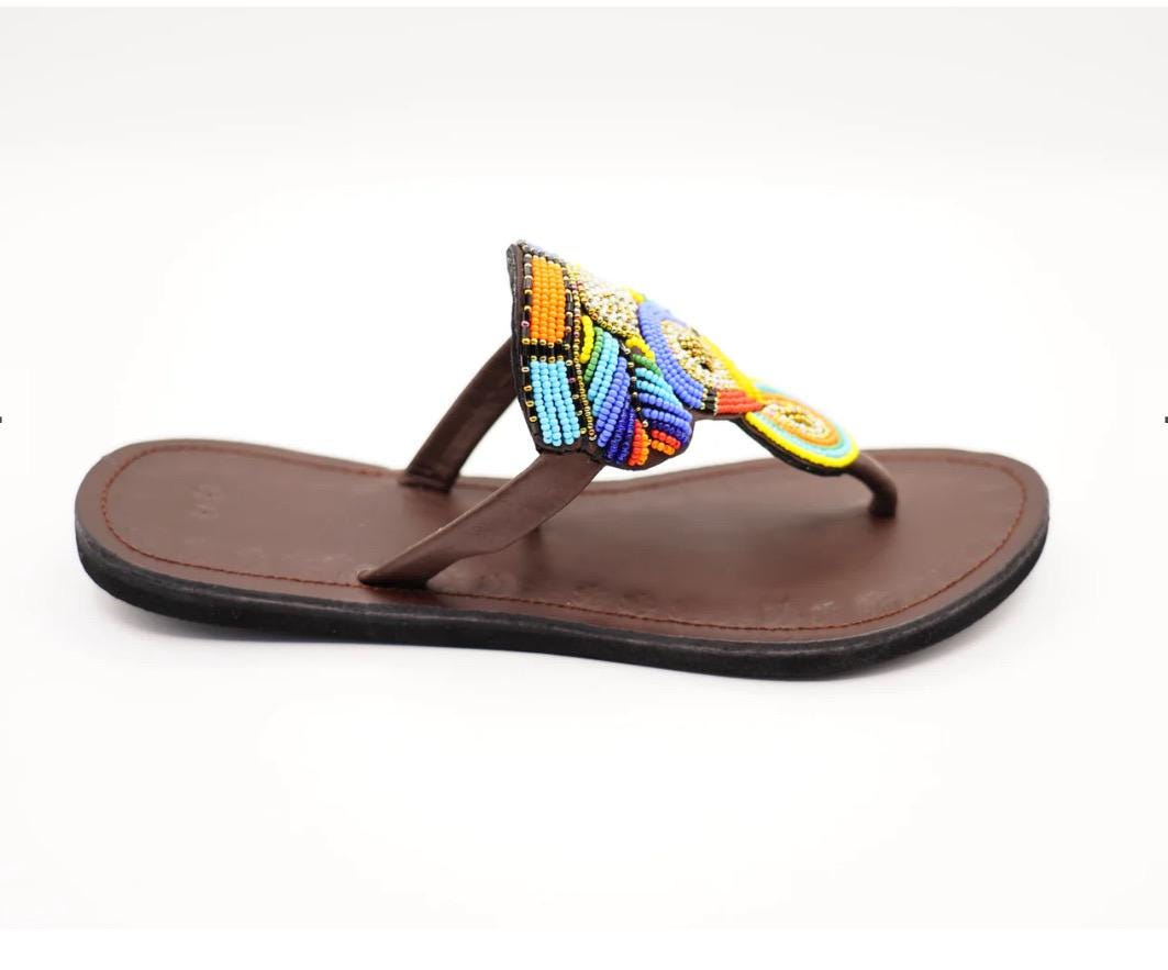 Beaded leather sandals