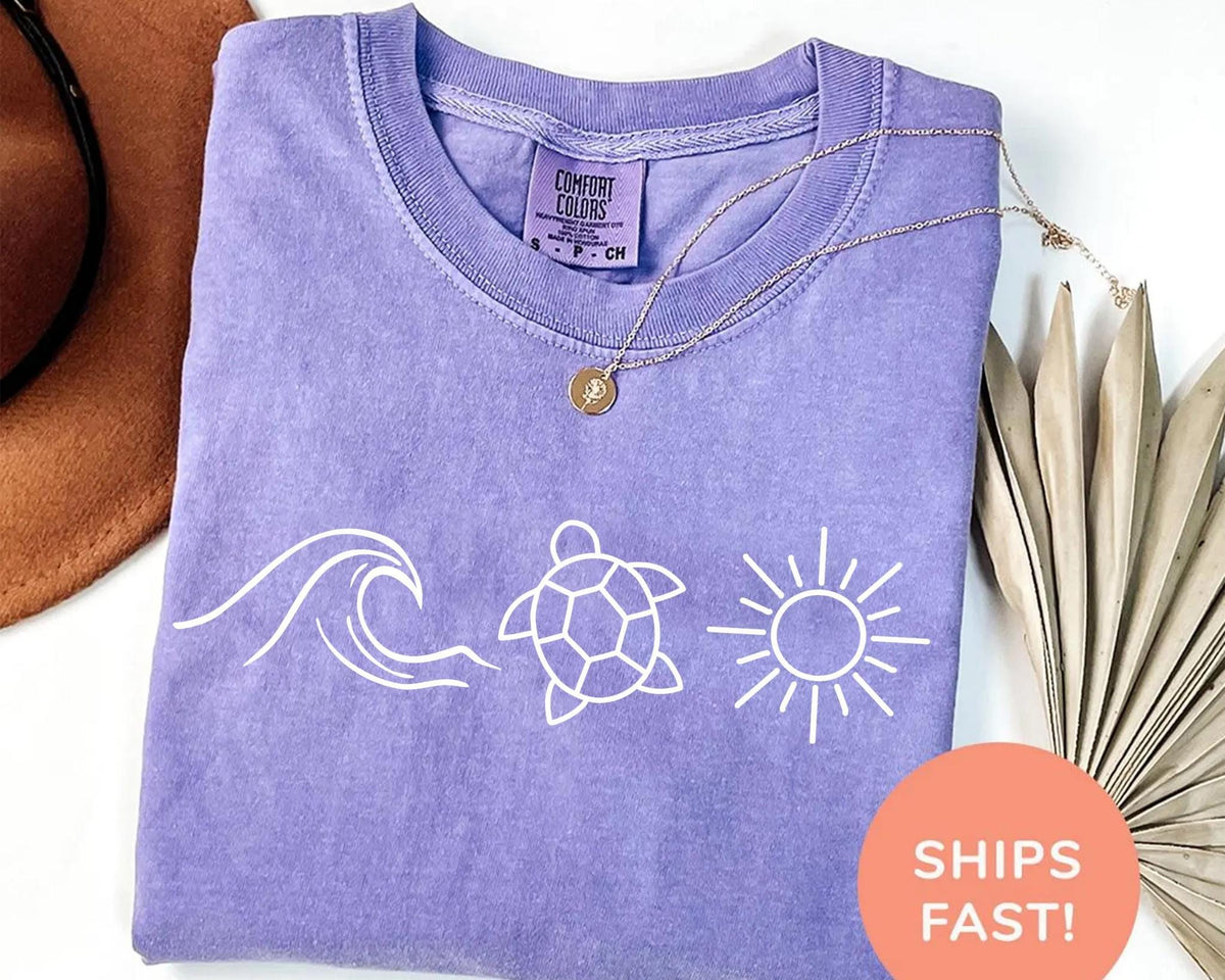 Comfort Colors® Ocean Turtle Sun Tee: Summer Beach Shirt