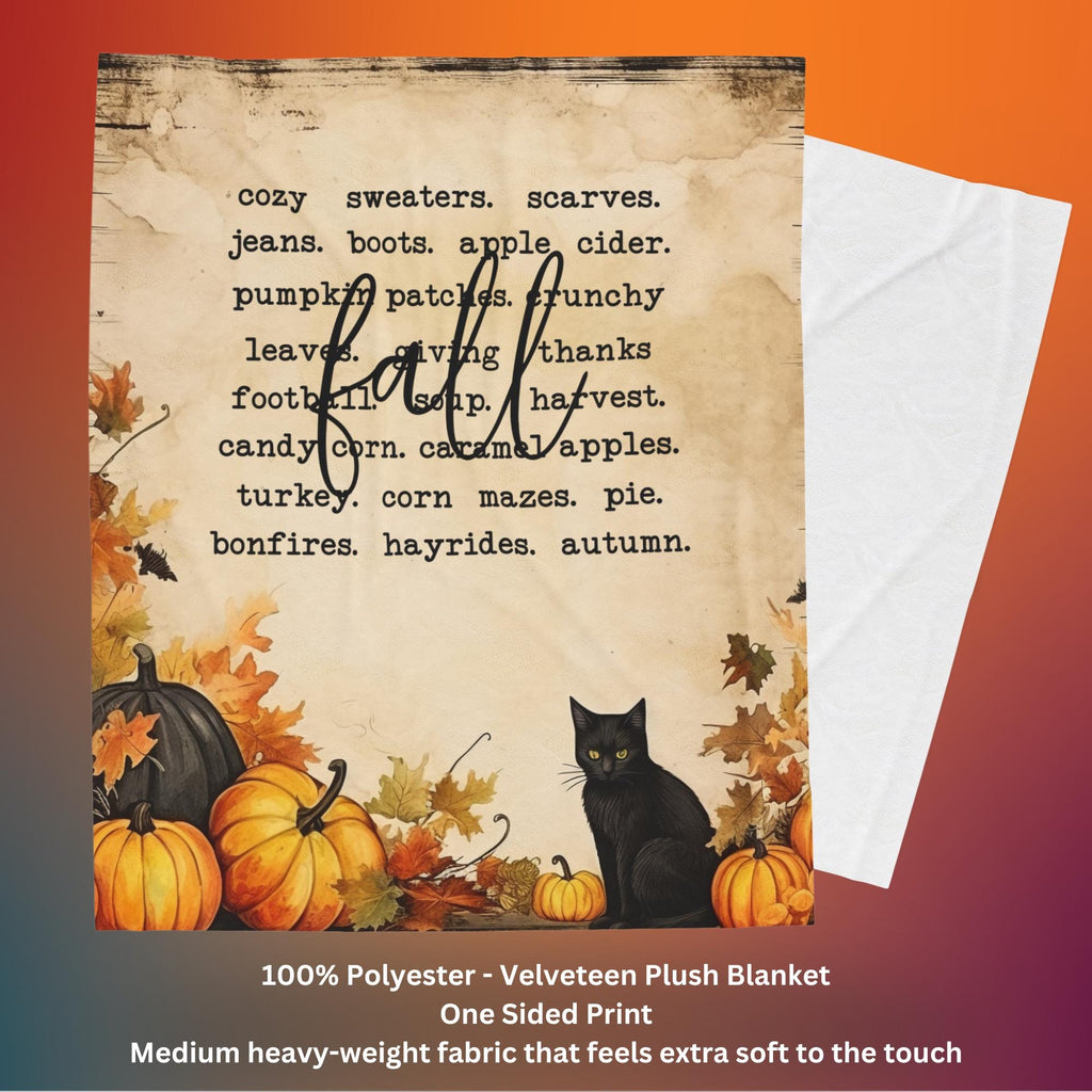 Cozy Black Cat Pumpkin Fall Blanket – Plush Autumn Leaves Throw