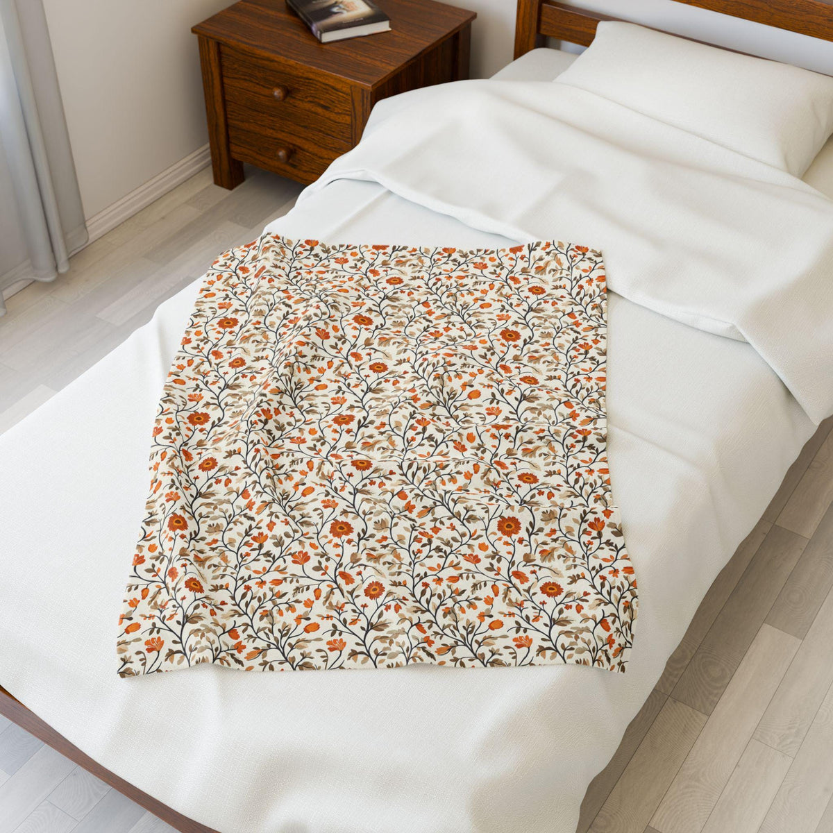 Fall Floral Plush Throw Blanket: Soft Autumn Decor Gift