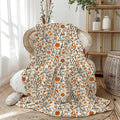 Fall Floral Plush Throw Blanket: Soft Autumn Decor Gift