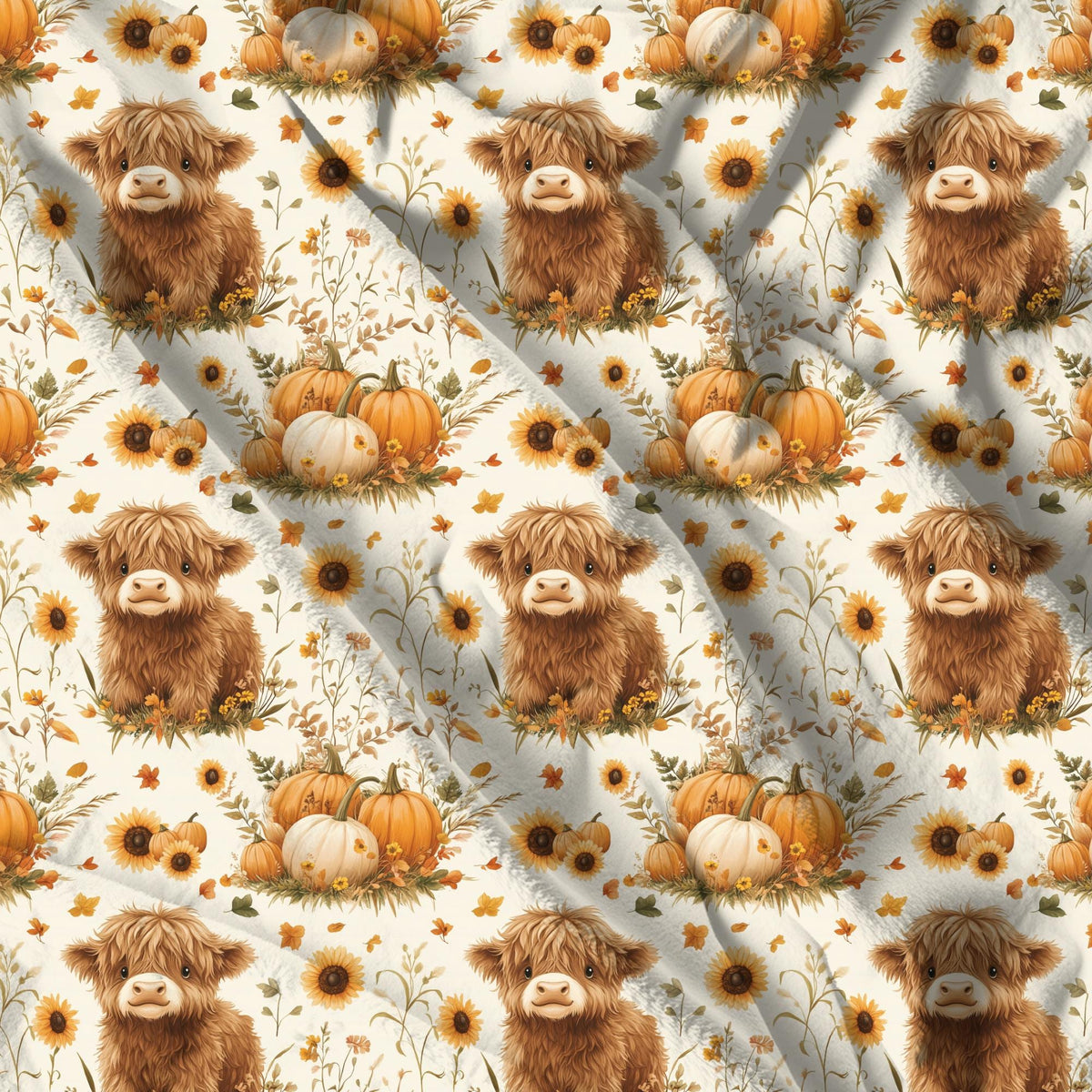 Highland Cow Fall Throw Blanket, Rustic Farm Pumpkin Velveteen or Sherpa Fleece Blanket, Cozy Autumn Couch Blanket for Farmhouse Décor