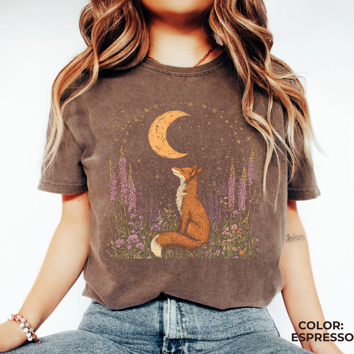 Celestial Fox Comfort Colors Shirt: Goblincore Cottagecore Graphic Tee