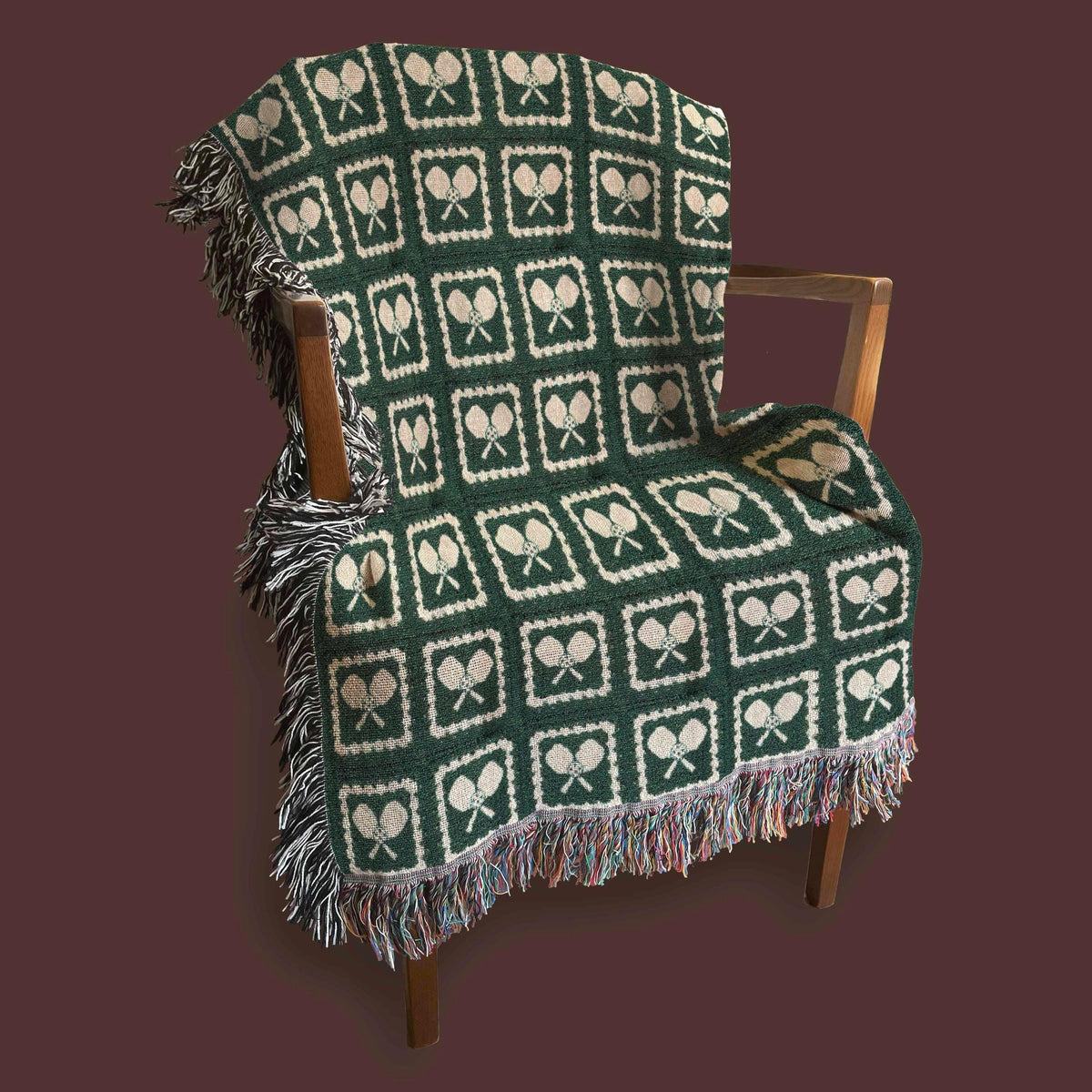 Pickleball Blanket & Wall Tapestry, Woven Cotton Throw, Granny Square Pickleball Home Decor, Gift for Player, Mom, Dad, Coach, Team