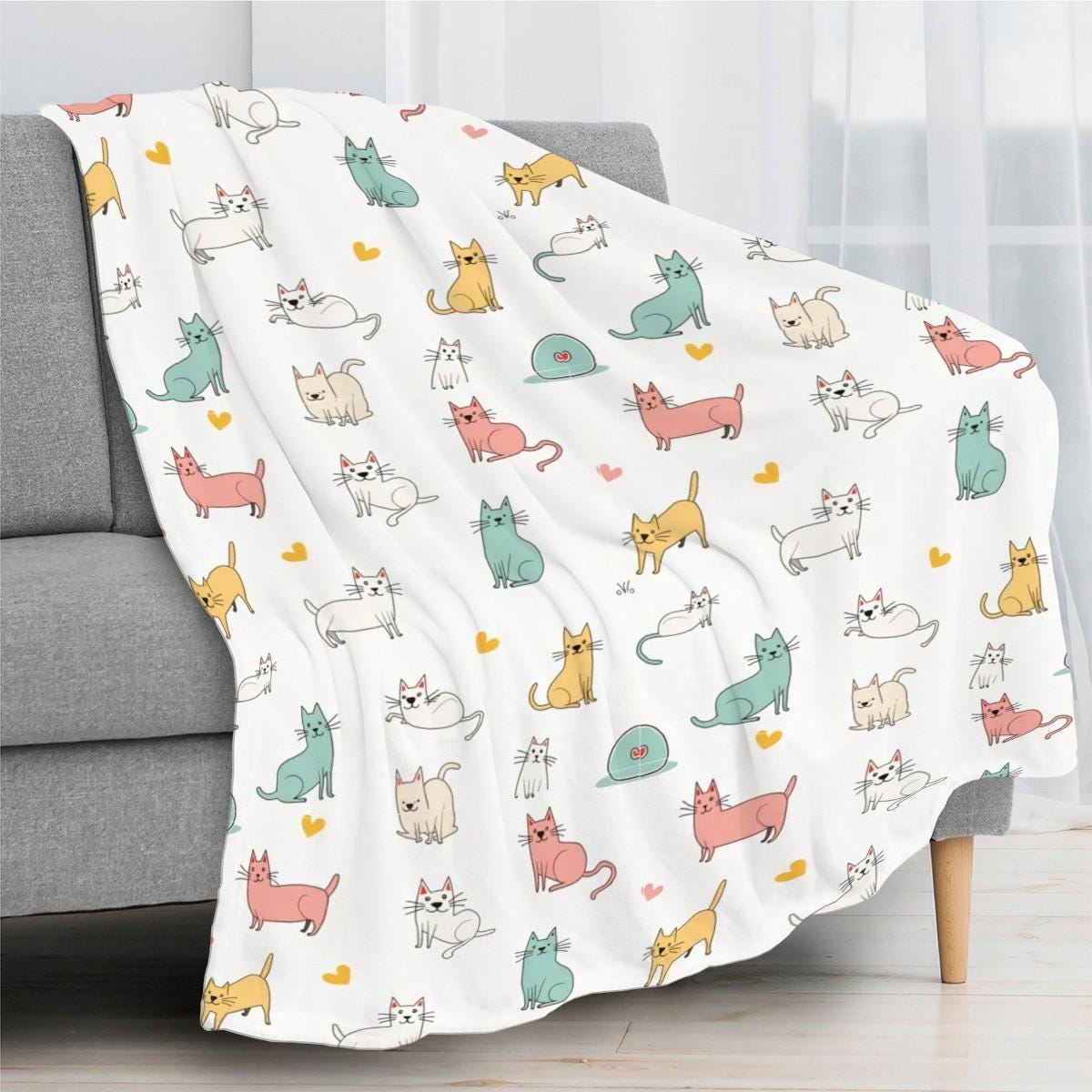 Cozy Cat Flannel Throw Blanket - Soft Plush Fleece for Pet Lovers, Bedrooms, and Couches