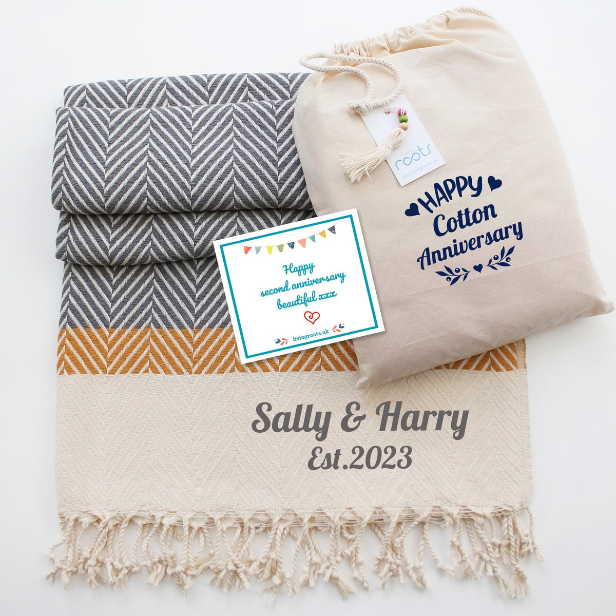 Personalised handwoven sofa throw, Garden Shawl, Cotton anniversary gift, Couple gift, Birthday gift her, Mothers day, Retirement Gift