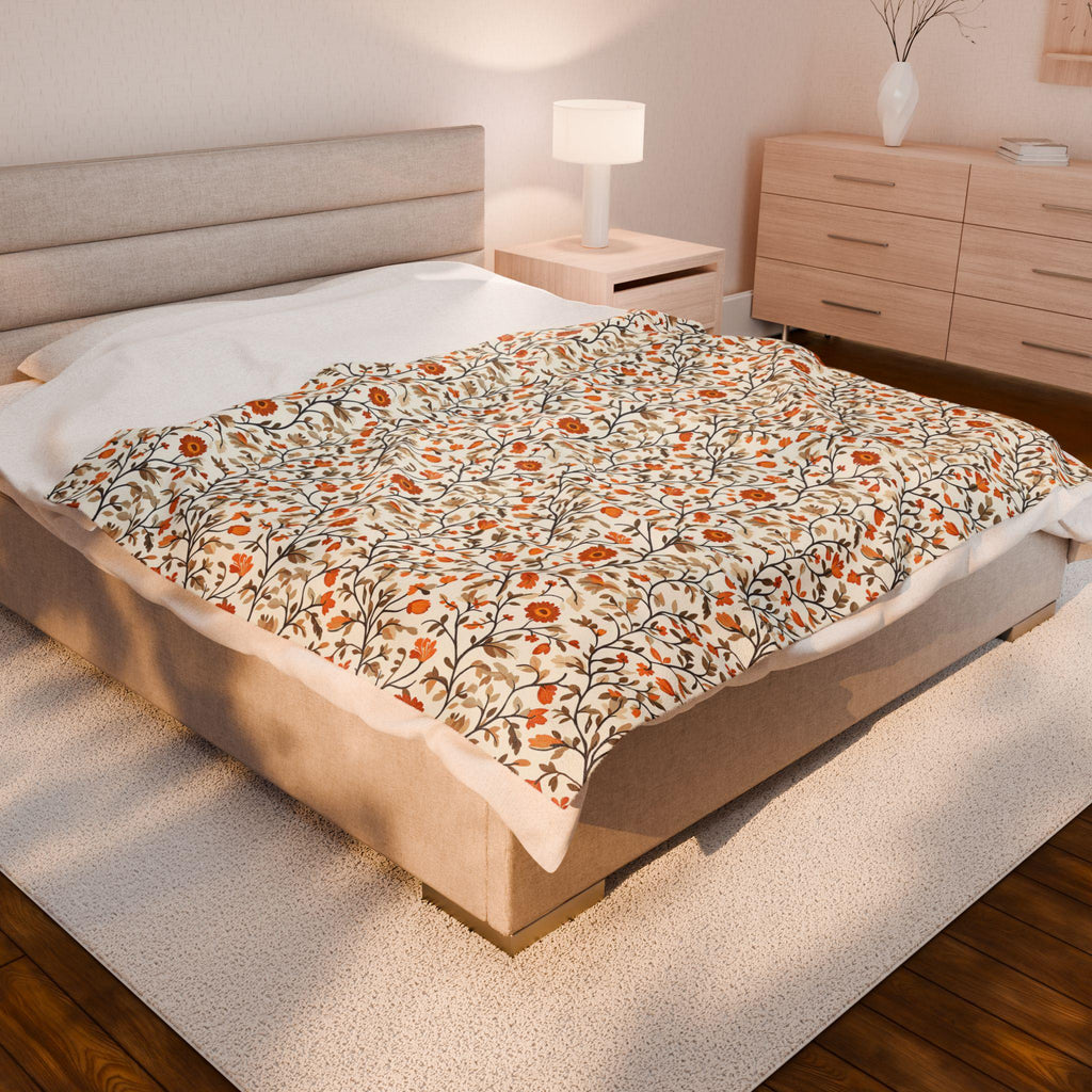 Fall Floral Plush Throw Blanket: Soft Autumn Decor Gift