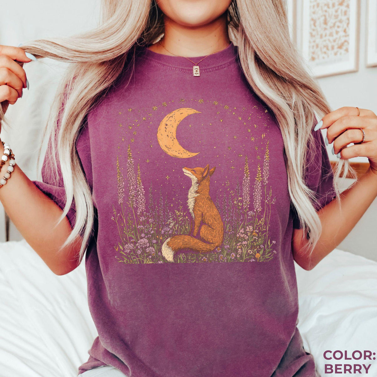 Celestial Fox Comfort Colors Shirt: Goblincore Cottagecore Graphic Tee