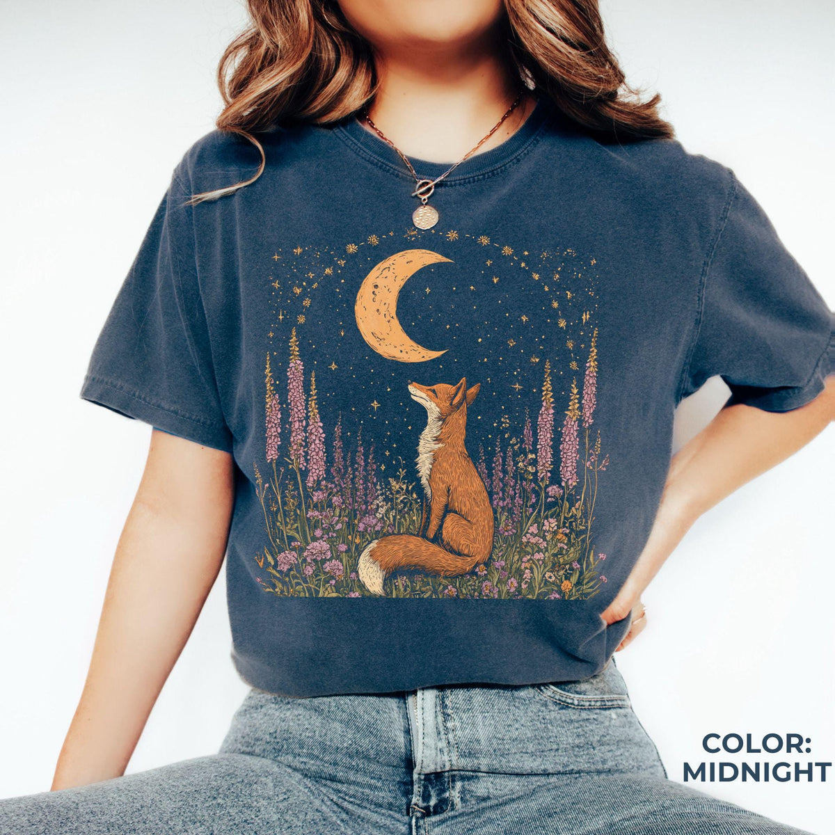 Celestial Fox Comfort Colors Shirt: Goblincore Cottagecore Graphic Tee