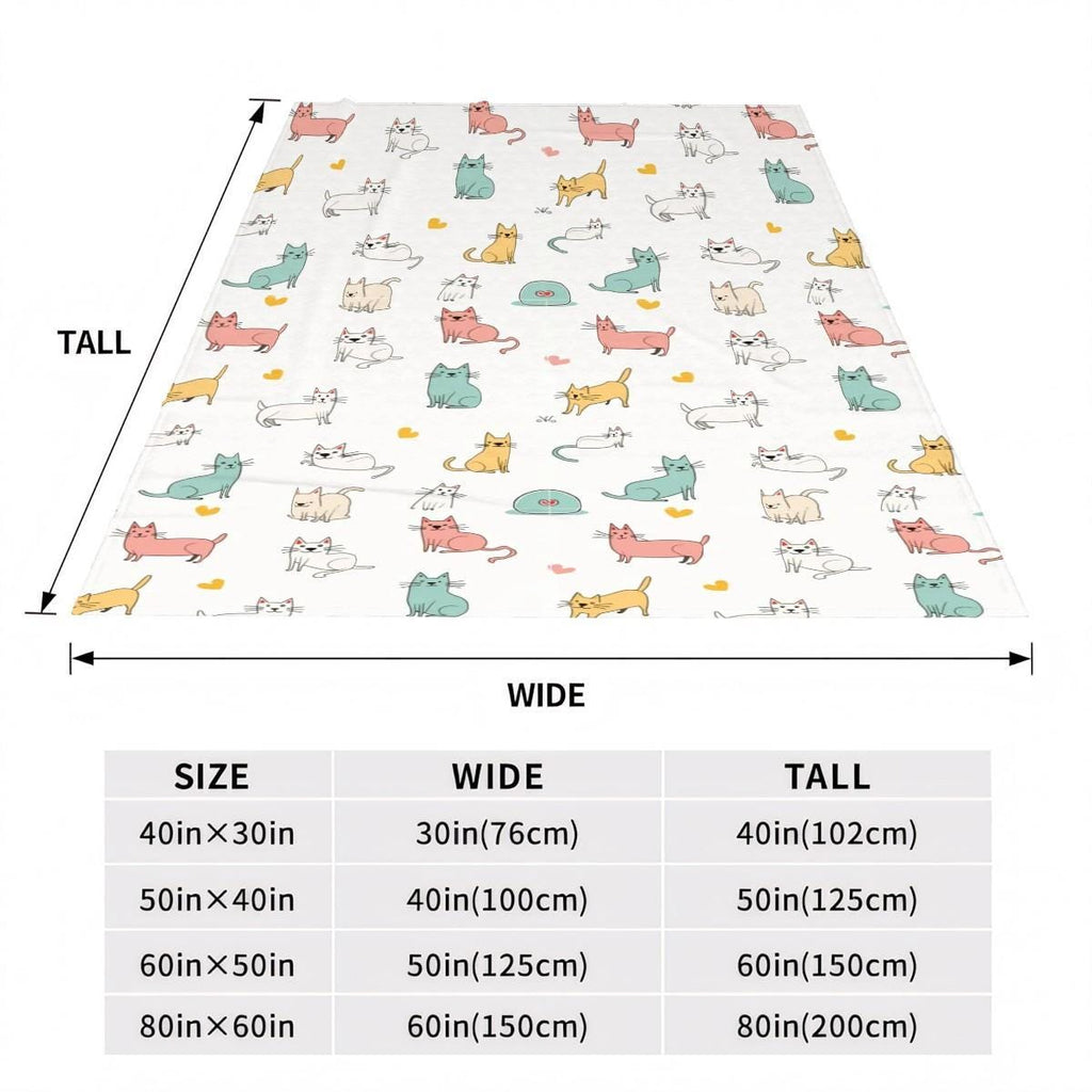 Cozy Cat Flannel Throw Blanket - Soft Plush Fleece for Pet Lovers, Bedrooms, and Couches