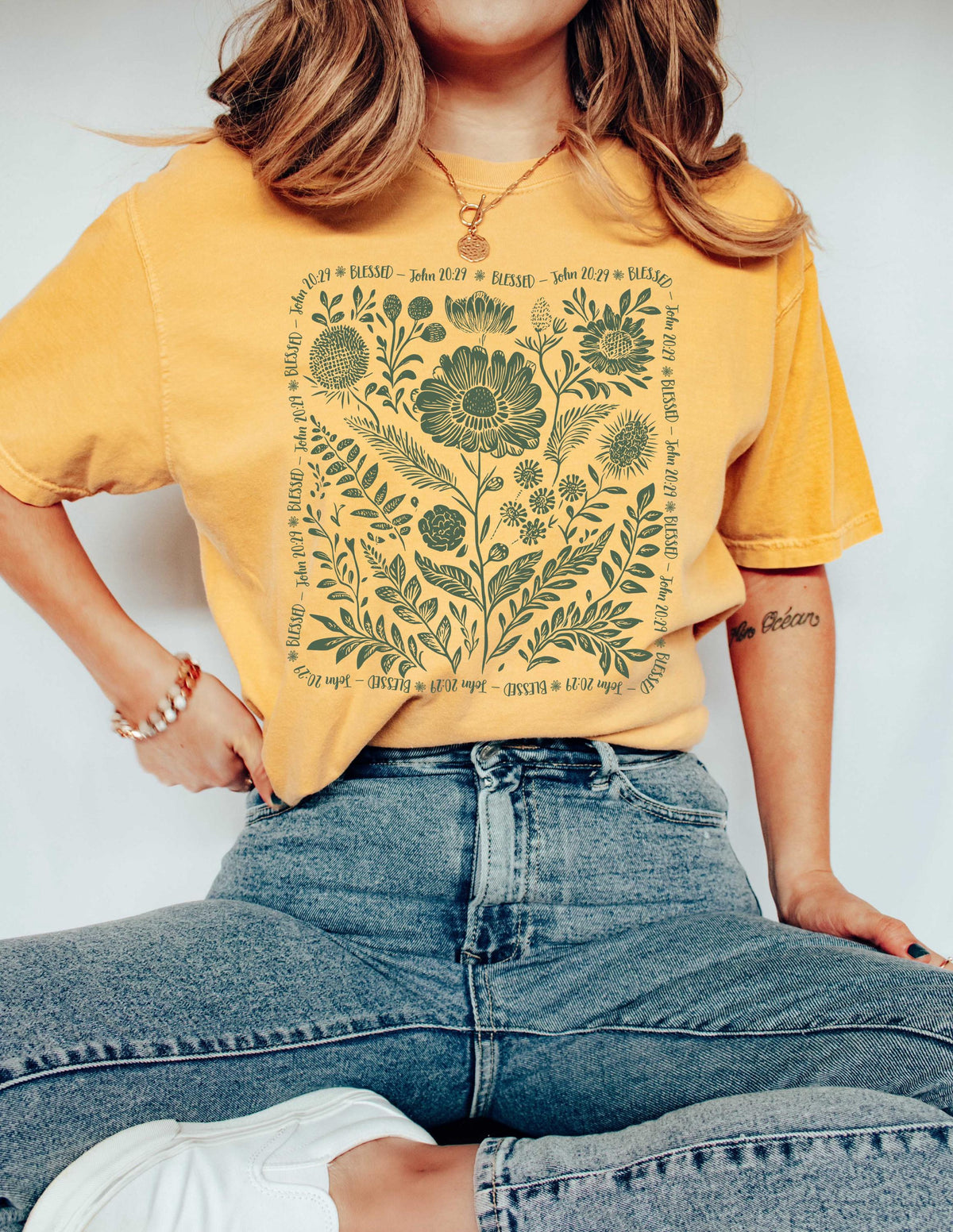 Comfort Colors Fall Shirt: Christian Floral Bible Verse Tee