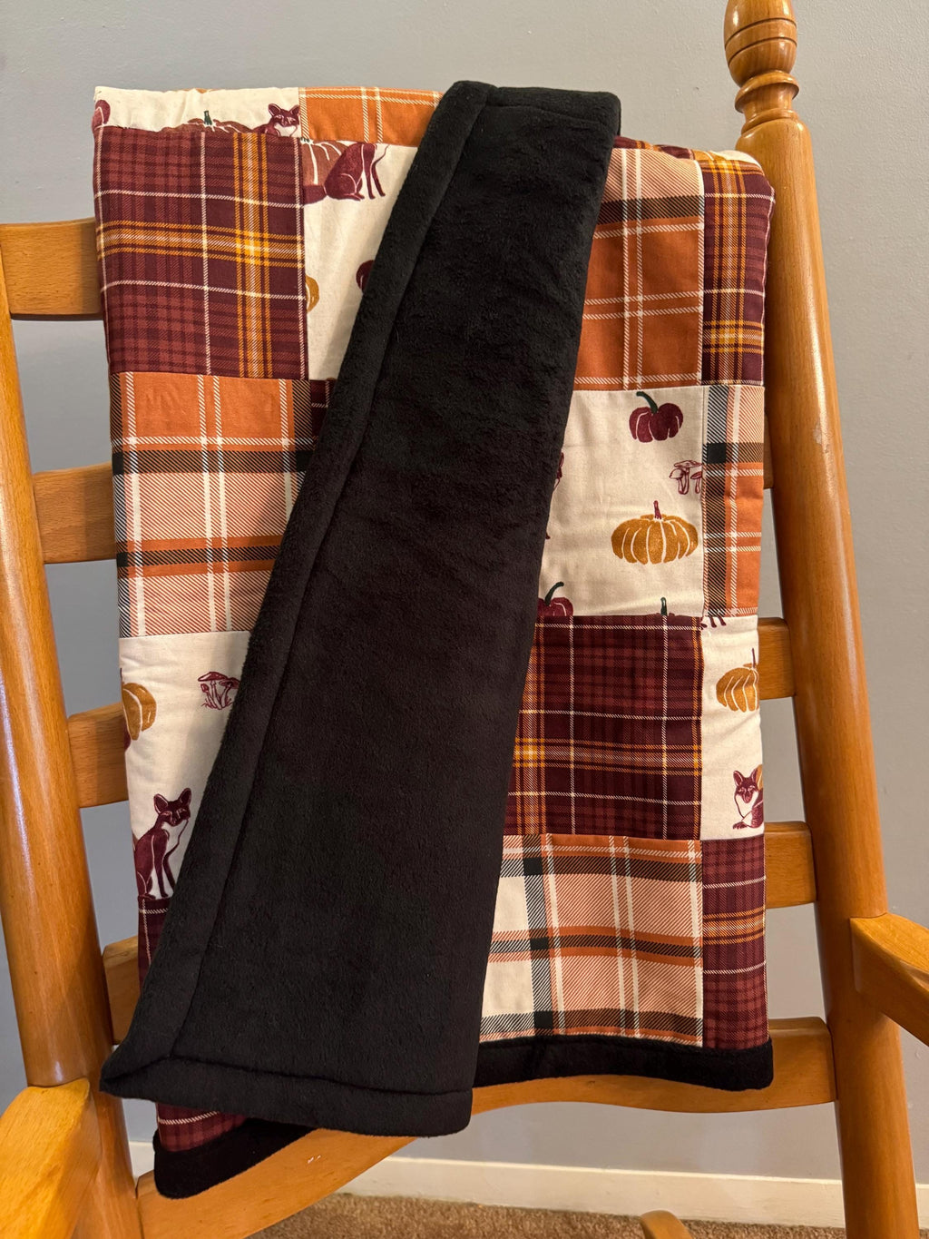 Fall Throw Blanket, Fox and Pumpkin Blanket, Cotton Throw Blanket