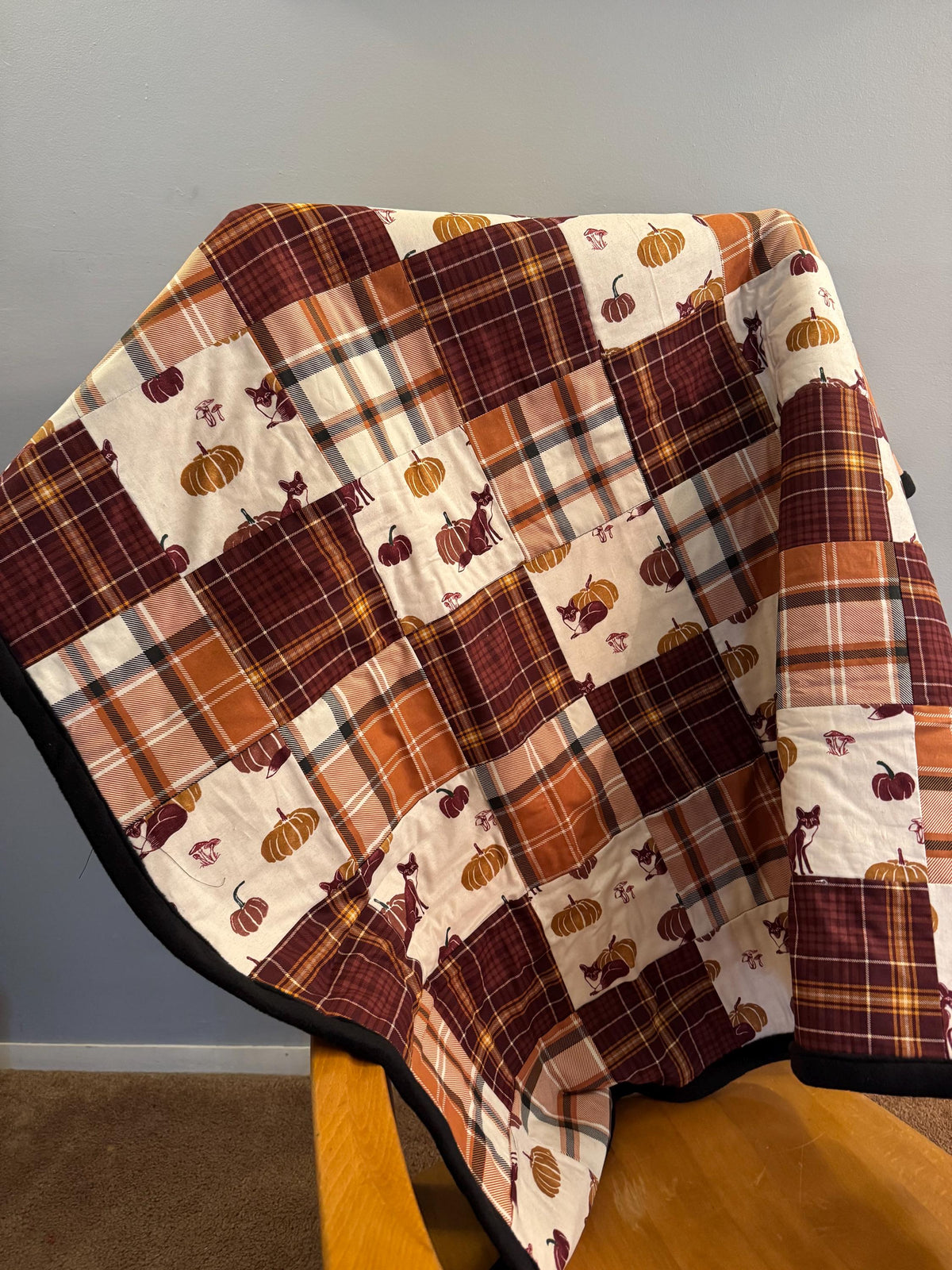 Fall Throw Blanket, Fox and Pumpkin Blanket, Cotton Throw Blanket