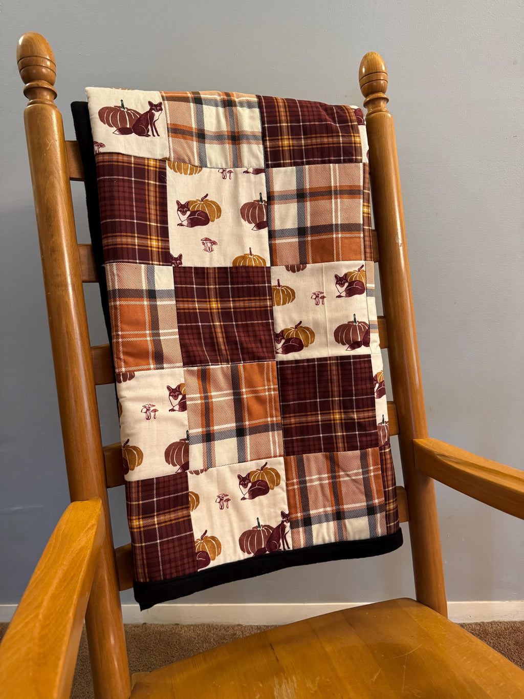 Fall Throw Blanket, Fox and Pumpkin Blanket, Cotton Throw Blanket