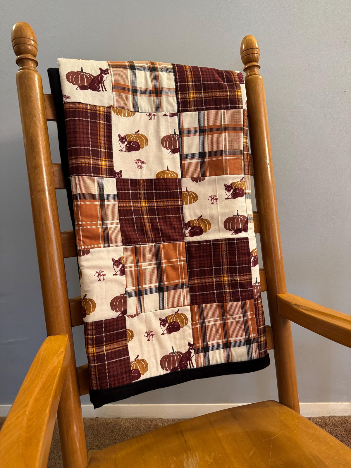 Fall Throw Blanket, Fox and Pumpkin Blanket, Cotton Throw Blanket