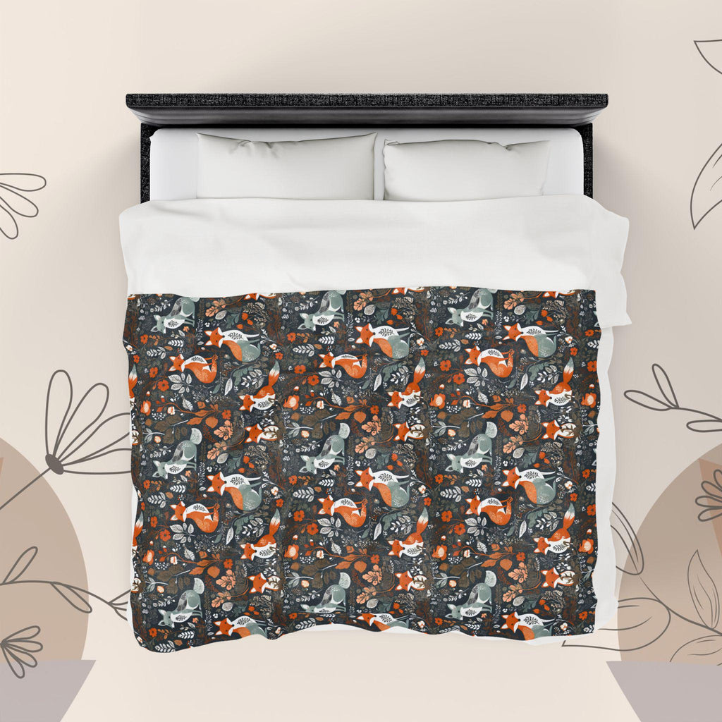 Hygge Woodland Foxes Couch Throw Blanket | Nordic Art Scandinavian Blanket | Scandi Throw Blanket | Hygge Fall Blanket | Hygge Home Decor