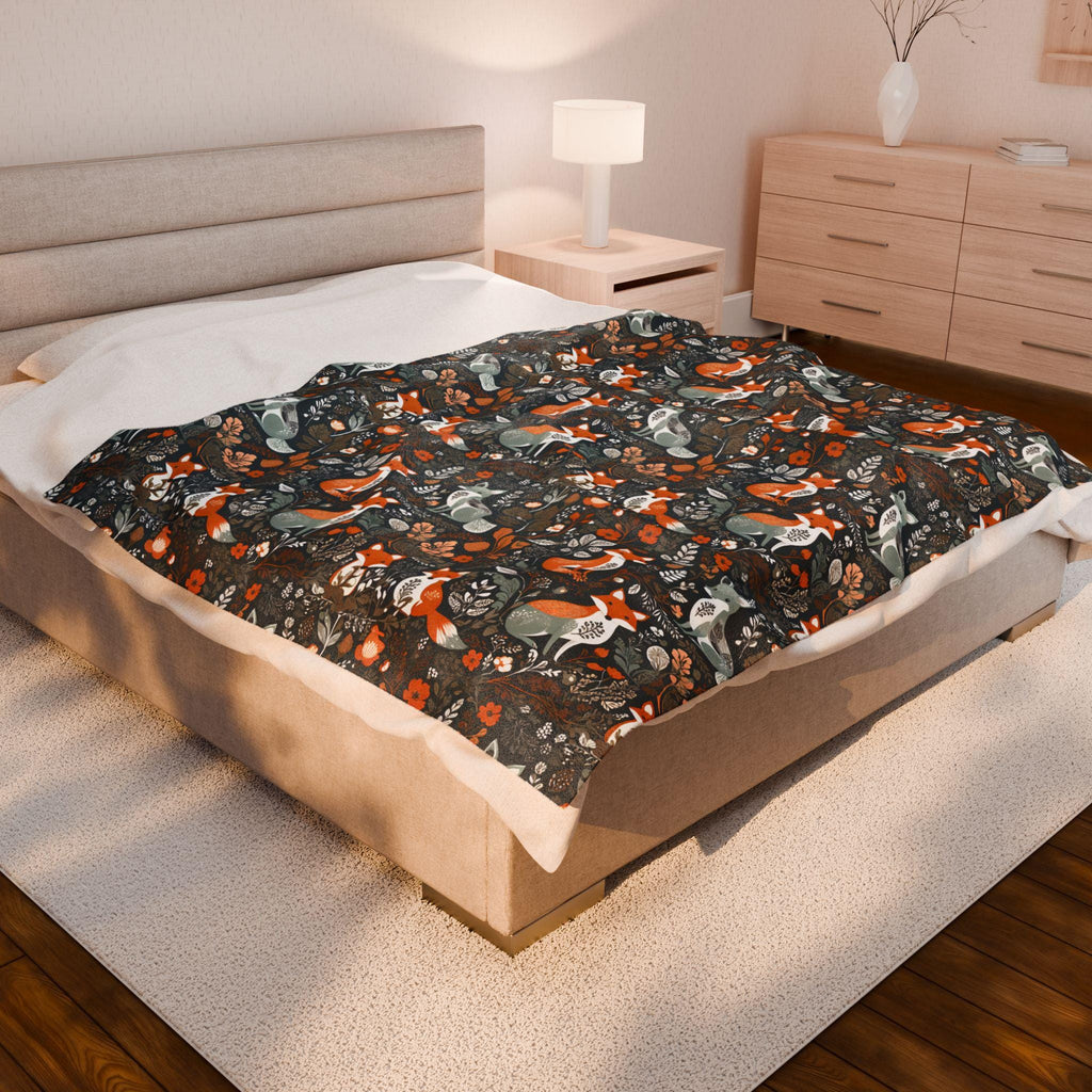 Hygge Woodland Foxes Couch Throw Blanket | Nordic Art Scandinavian Blanket | Scandi Throw Blanket | Hygge Fall Blanket | Hygge Home Decor