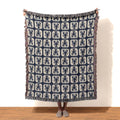 Woven Blue Lobster Granny Square Throw Blanket, Coastal Beach House Decor MADE in the USA