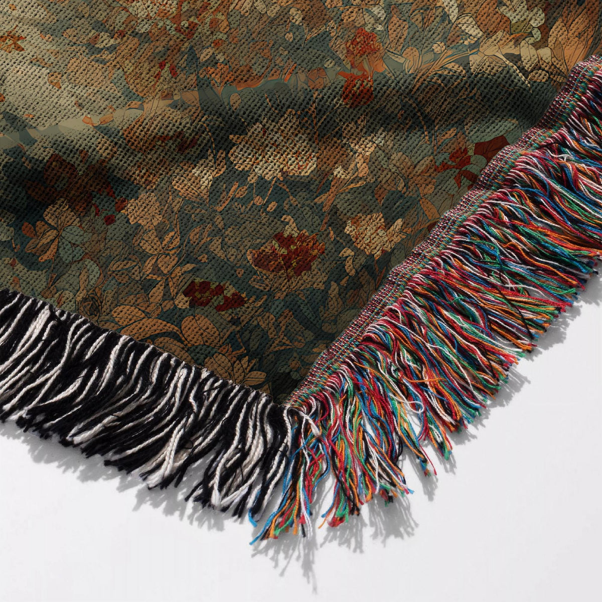Autumn Forest Woven Blanket: Fall Leaves & Fox - Nature Home Decor