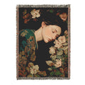 Art Nouveau Woven Blanket | Sleeping Woman Floral Tapestry