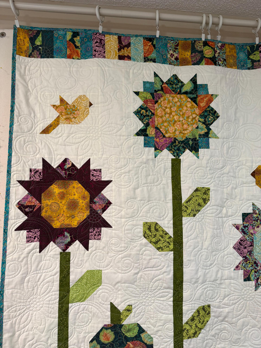 Fall Sunflower Fields Handmade Quilt Bedding Throw Blanket Pumpkins Birds