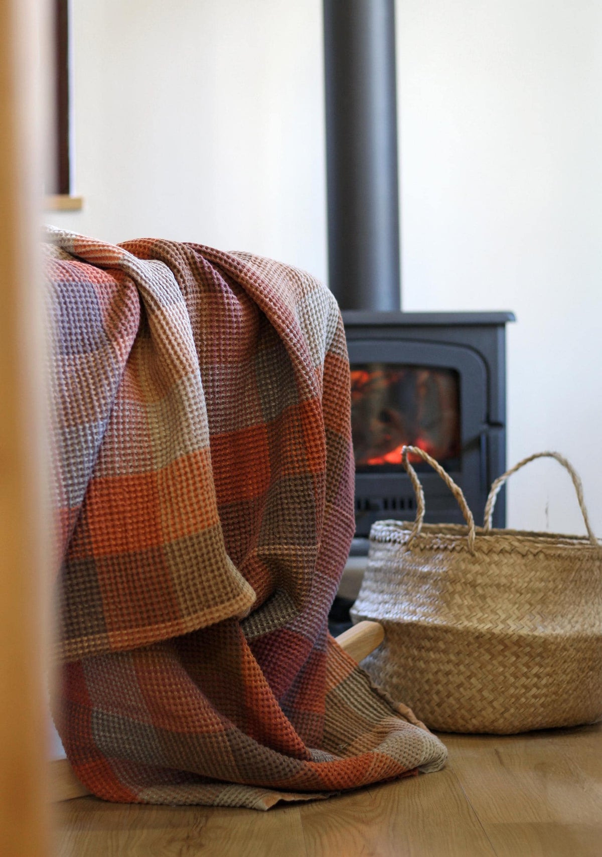Oversized Waffle Linen Throw Blanket: Soft Cotton Blend, Gift Box