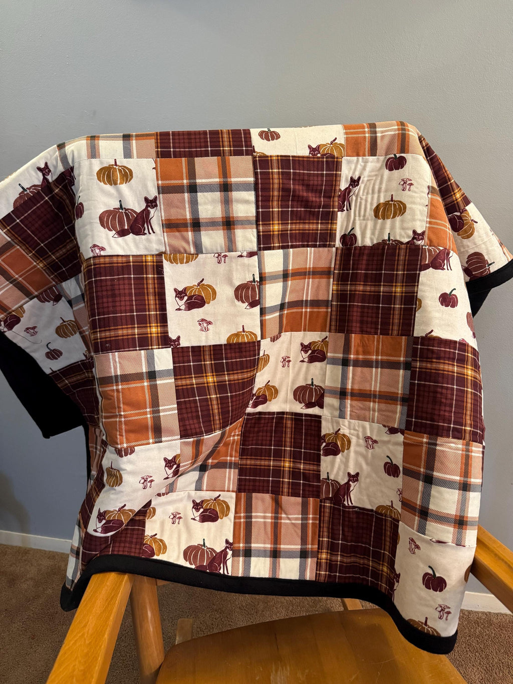 Fall Throw Blanket, Fox and Pumpkin Blanket, Cotton Throw Blanket